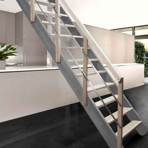 Gerade Treppe - PIANO - Atrium - Holzstufen / mit Holzstruktur / modern
