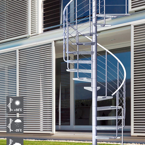 Wendeltreppe - PERFO - Atrium - Metallstufen / mit Edelstahlstruktur / für Außenbereich
