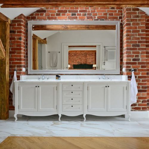 Doppelter Waschtisch-Unterschrank - AKAN-handmade furniture - freistehend / lackiertes Holz / Stil