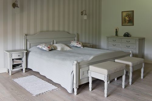 Doppelbett - AKAN-handmade furniture - klassisch / Kopfteil / Stoff