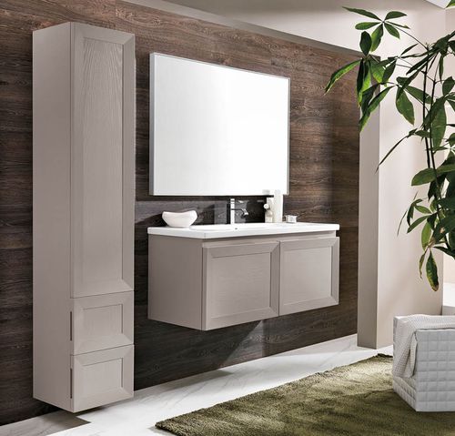 Wandhängender Waschtisch-Unterschrank - CHIARA - EBAN - Massivholz / Keramik / modern