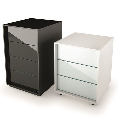 Holz-Schreibtischcontainer - LUMINARE  - FIAM ITALIA - Glas / mit 3 Schubladen / mit 4 Schubladen