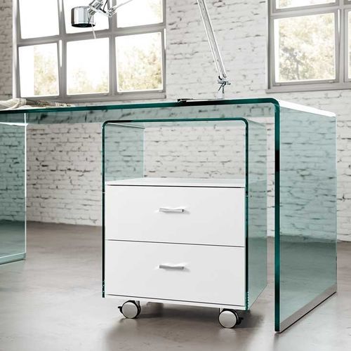 Holz-Schreibtischcontainer - RIALTO  - FIAM ITALIA - Glas / mit 2 Schubladen / auf Rollen