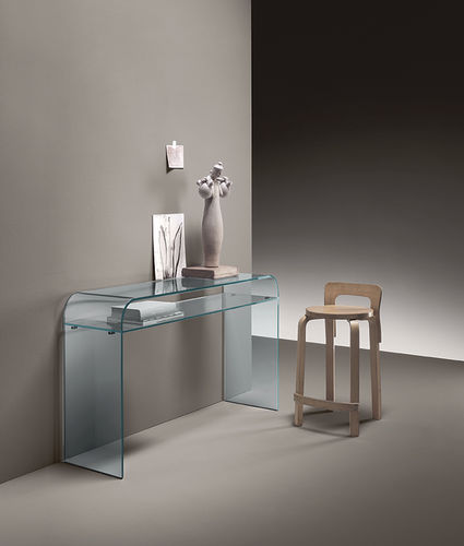 Moderner Konsolentisch - ELEMENTARE - FIAM ITALIA - gewölbtes Glas / gewölbtes Gestell / rechteckig