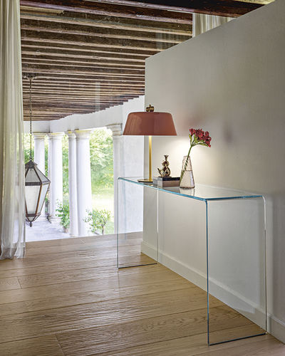 Moderner Konsolentisch - RIALTO - FIAM ITALIA - gewölbtes Glas / gewölbtes Gestell / rechteckig