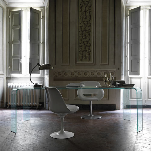 Moderner Esstisch - RAGNO   - FIAM ITALIA - gewölbtes Glas / gewölbtes Gestell / rechteckig