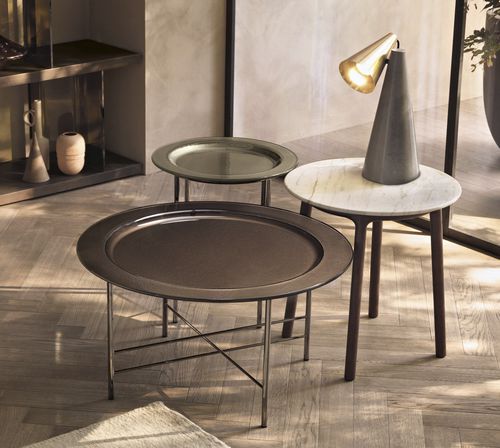 Moderner Couchtisch - EN - FIAM ITALIA - Glas / Gestell aus Metall / rund