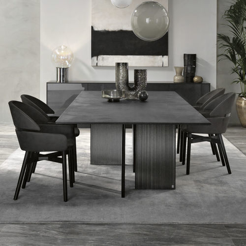 Moderner Tisch - BIG WAVE  - FIAM ITALIA - Holzfurnier / Glas / Gestell aus Glas