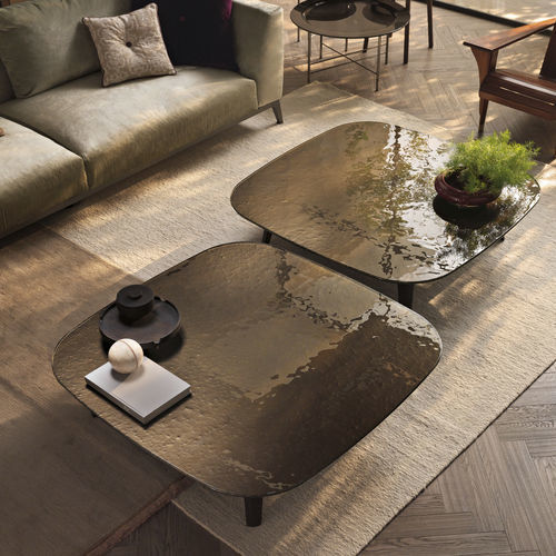 Moderner Couchtisch - MAGMA - FIAM ITALIA - Hartglas / Marmor / Gestell aus Massivholz