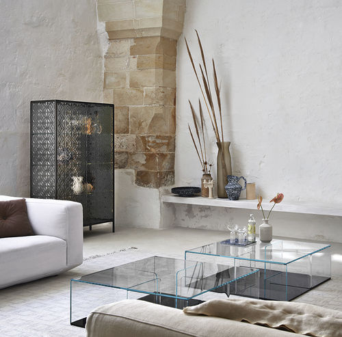 Moderner Couchtisch - QUADRA - FIAM ITALIA - gewölbtes Glas / rechteckig / quadratisch