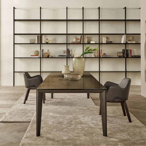Moderner Tisch - FLAMINIO - FIAM ITALIA - Hartglas / Gestell aus Massivholz / rechteckig