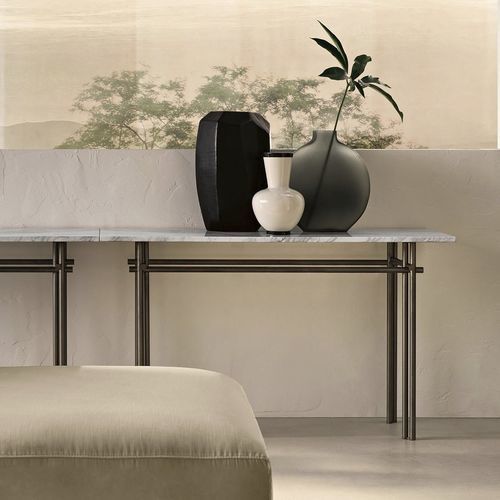 Moderner Konsolentisch - CRISTALINE - FIAM ITALIA - Hartglas / Marmor / Gestell aus Metall