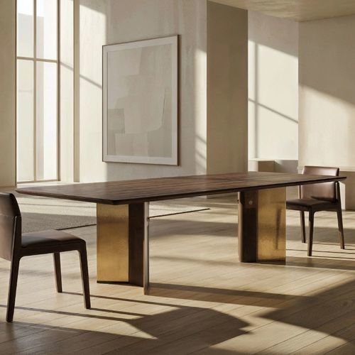 Moderner Esstisch - TRIVIUM - FIAM ITALIA - Glas / Gestell aus Holz / Gestell aus Massivholz