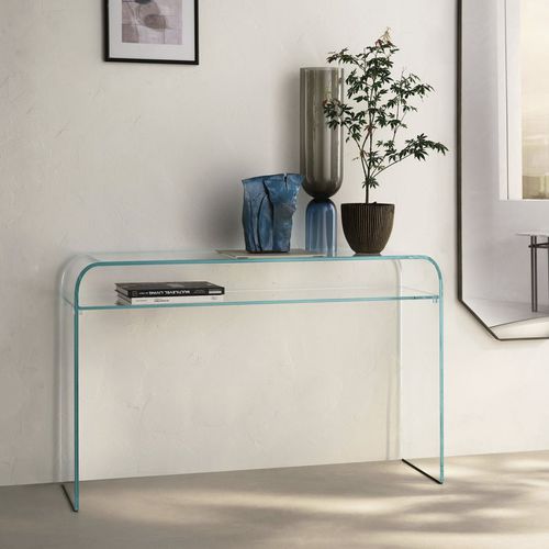 Moderner Konsolentisch - RIALTO - FIAM ITALIA - gewölbtes Glas / gewölbtes Gestell / rechteckig