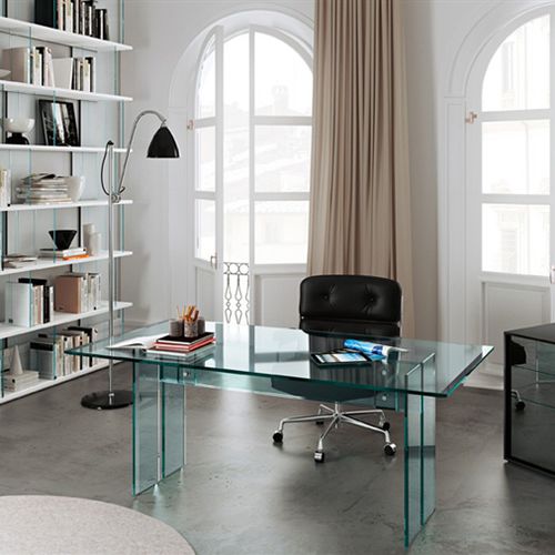 Chefschreibtisch - LLT  - FIAM ITALIA - modern / Glas / für Homeoffice