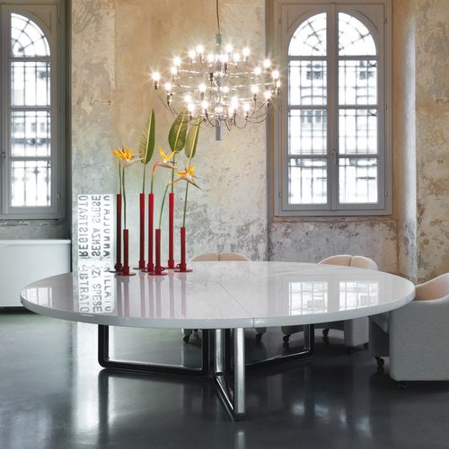 Moderner Tisch - T334 | T335 - TECNO - Aluminium / Gestell aus Aluminium / rund