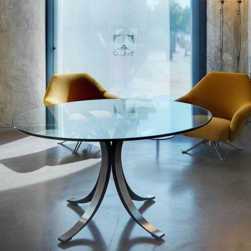 Moderner Tisch - T69 - TECNO - Edelstahl / Gestell aus rostfreiem Edelstahl / rund
