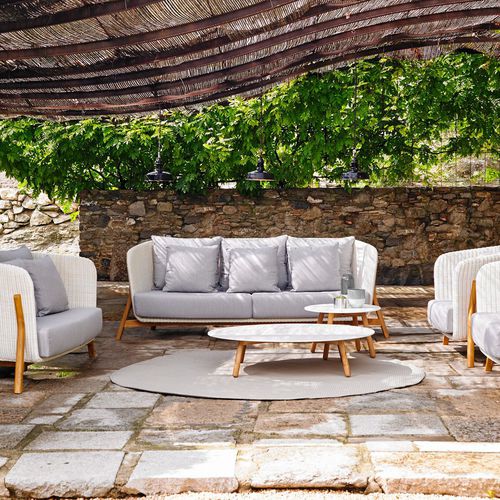 Modernes Sofa - ROUND - POINT - für Garten / weiß / schwarz