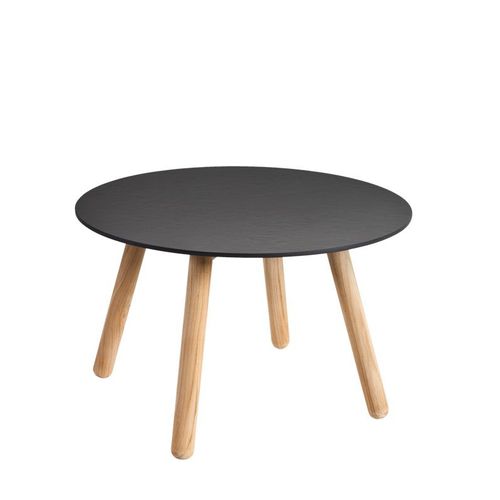 Moderner Beistelltisch - ROUND - POINT - Teakholz / Porzellan / rund