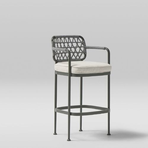 Moderner Barhocker - CURIO - POINT - Polyurethanschaum / Stoff / Kordel