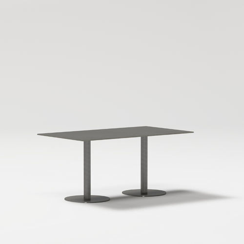 Moderner Esstisch - LIS - POINT - aus lackiertem Aluminium / Porzellan / Teakholz
