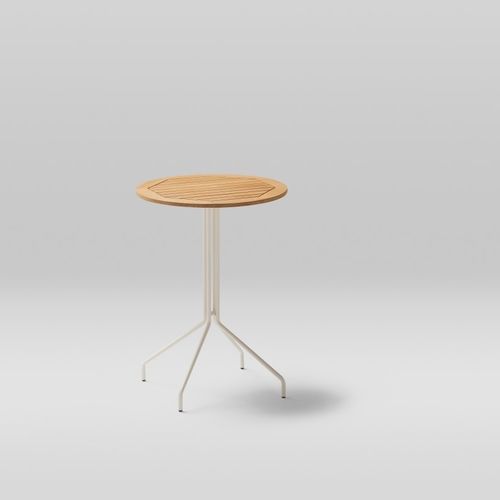 Moderner Couchtisch - WEAVE - POINT - aus lackiertem Aluminium / Terrakotta / Holz