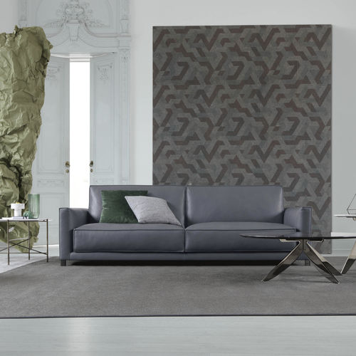 Modernes Sofa - TOMMY - BERTO - Leder / mit abnehmbarem Kissen / grau