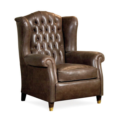 Chesterfield-Sessel - QUEEN  - BERTO - Stoff / Leder / Massivholz