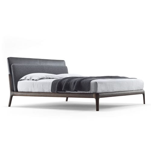 Doppelbett - BOWERY - BERTO - modern / gepolstertes Kopfteil / mit Kopfteil aus Leder