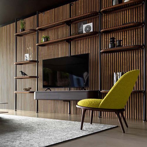 Moderne Wohnwand - IAN - BERTO - Stahl / Holz / Marmor