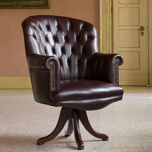 Chesterfield-Besuchersessel - PROFESSIONAL - BERTO - Leder / Holz / für Gewerbegebrauch
