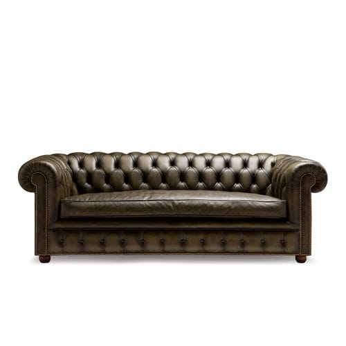 Chesterfield-Sofa - RICHMOND - BERTO - Stoff / Leder / braun