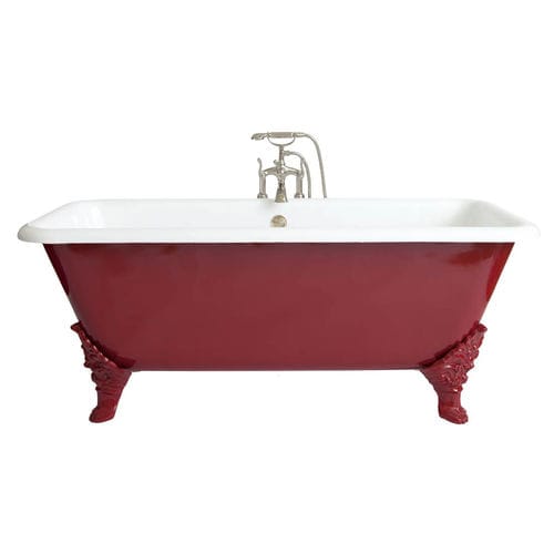Badewanne auf Füßen - BEXLEY - GENTRY HOME - Gusseisen / weiß / rot