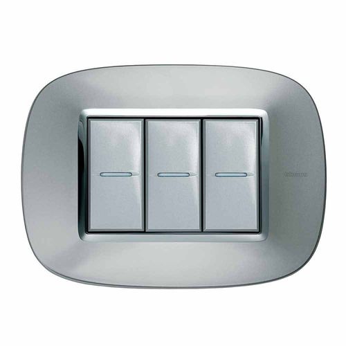 Druckschalter - XC - Bticino - Einbau / 3-fach / Edelstahl