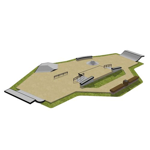 Beton-Skatepark - CONCRETE : 275M2 - Techramps - monolithisch