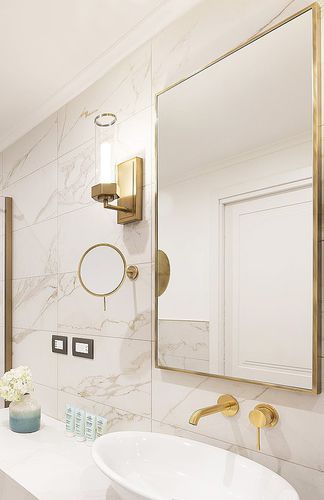 Hängender Spiegel für Badezimmer - ALYA NEO - MONTELEONE - modern / rechteckig / Messing