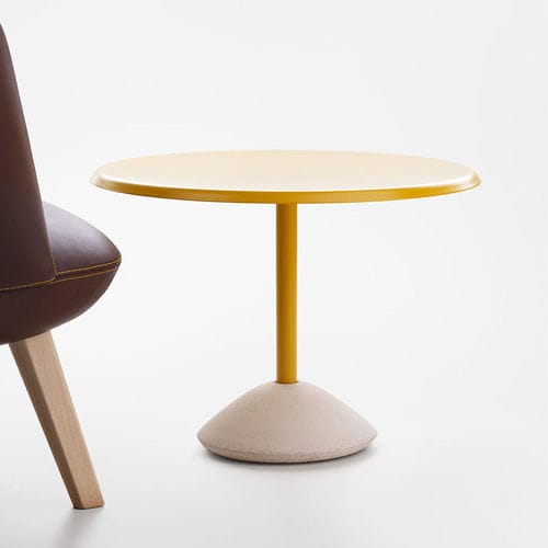 Moderner Couchtisch - BABA - MAXDESIGN - Esche / Stahl / rund