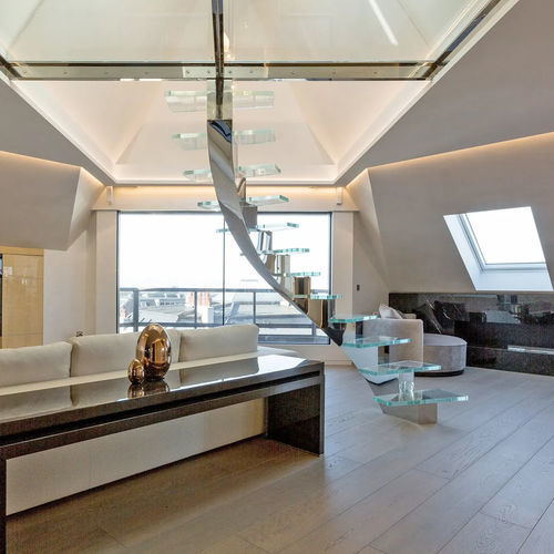 Runde Wendeltreppe - Marretti - Glasstufen / mit Edelstahlstruktur / für Privatgebrauch