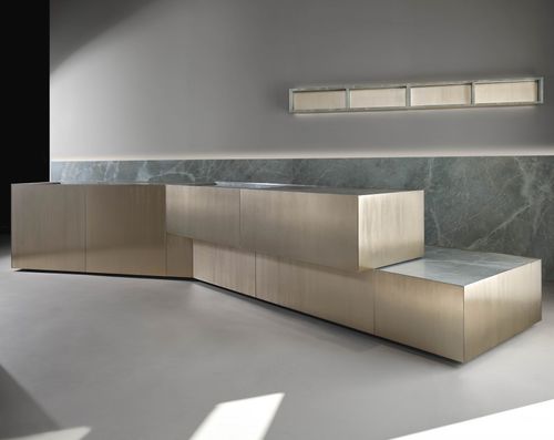 Moderne Küche - maya - minotti cucine - Aluminium / ohne Griff / braun