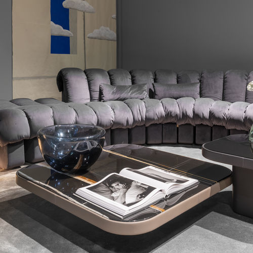 Moderner Couchtisch - DS-3011 - de Sede AG - Glas / Marmor / Gestell aus Leder