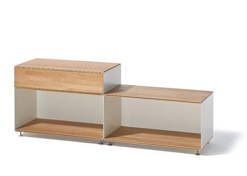 Niedriges Regal - STAK - Richard Lampert - modern / Eiche / Stahlblech