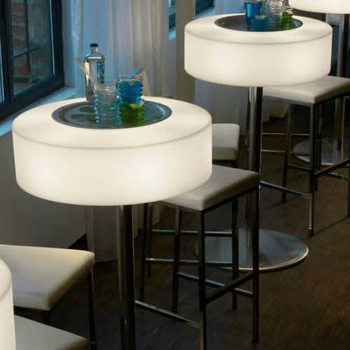 Moderner Tisch - ATOLLO HAPPY HOUR - modo luce - aus lackiertem Metall / Gestell aus Metall / rund