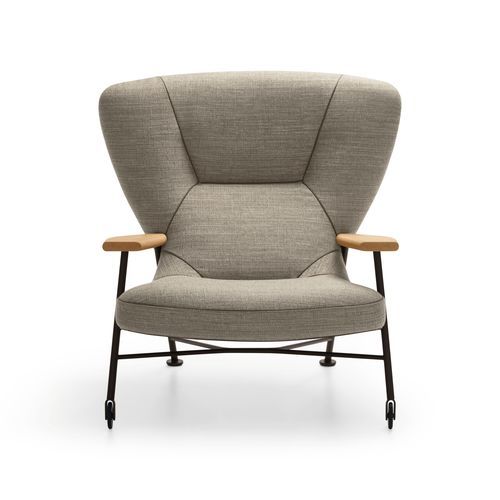 Leder-Relaxsessel - Shinzo - Walter Knoll - Stoff / Massivholz / Ipe