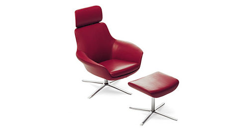 Moderner Sessel - OSCAR - Walter Knoll - Kunstleder / mit Fußstütze / mit Sterngestell