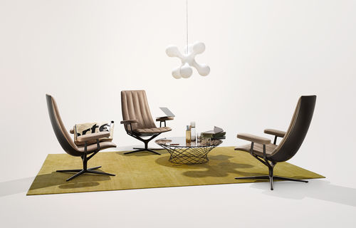 Moderner Sessel - HEALEY LOUNGE - Walter Knoll - Leder / mit Fußstütze / regelbar