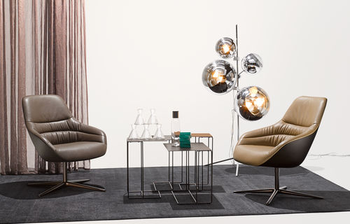 Moderner Sessel - KYO LOUNGE - Walter Knoll - Leder / Ohren / beige