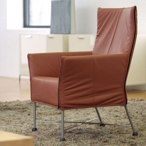 Moderner Sessel - CHARLY - MONTIS - Leder / Stoff / mit Fußstütze