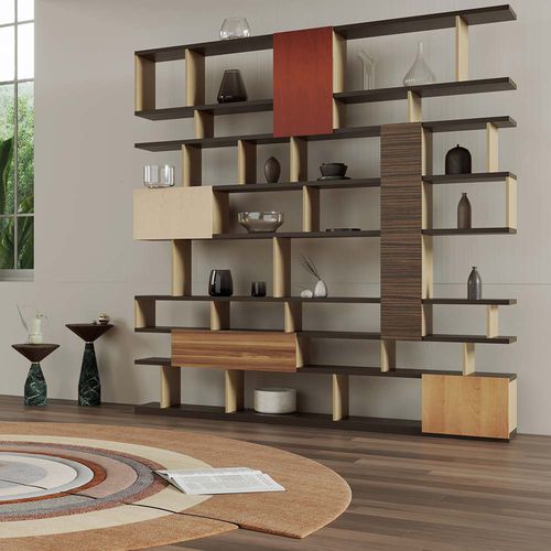 Modernes Regal - Babilonia - MORELATO - Nussbaum / Holzfurnier / Ahornholz