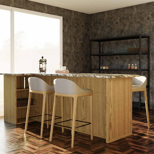 Moderner Barhocker - Bellagio - MORELATO - Leder / Stoff / Gestell aus Esche