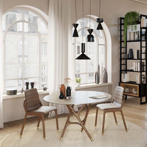 Moderner Tisch - Joyce - MORELATO - Keramik / Gestell aus Messing / Gestell aus Esche